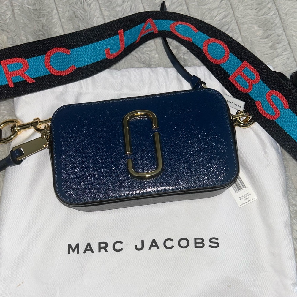 Marc Jacobs Navy Crossbody Bag with Gold Hardware